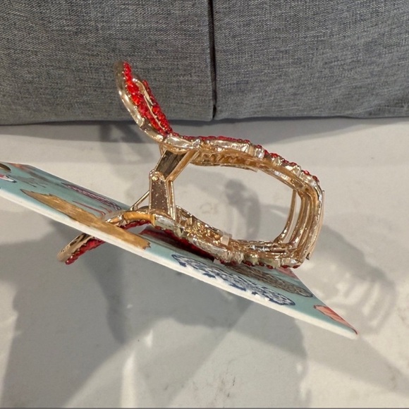 Piper K Red Bejeweled Crab Hair Claw Clip - Picture 2 of 2